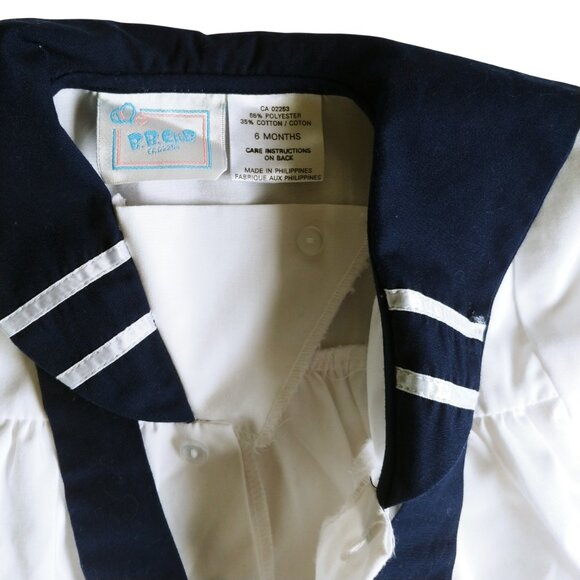 2 Piece Sailor-Style Nautical Romper and Matching Hat 6 Months. - Picture 3 of 10